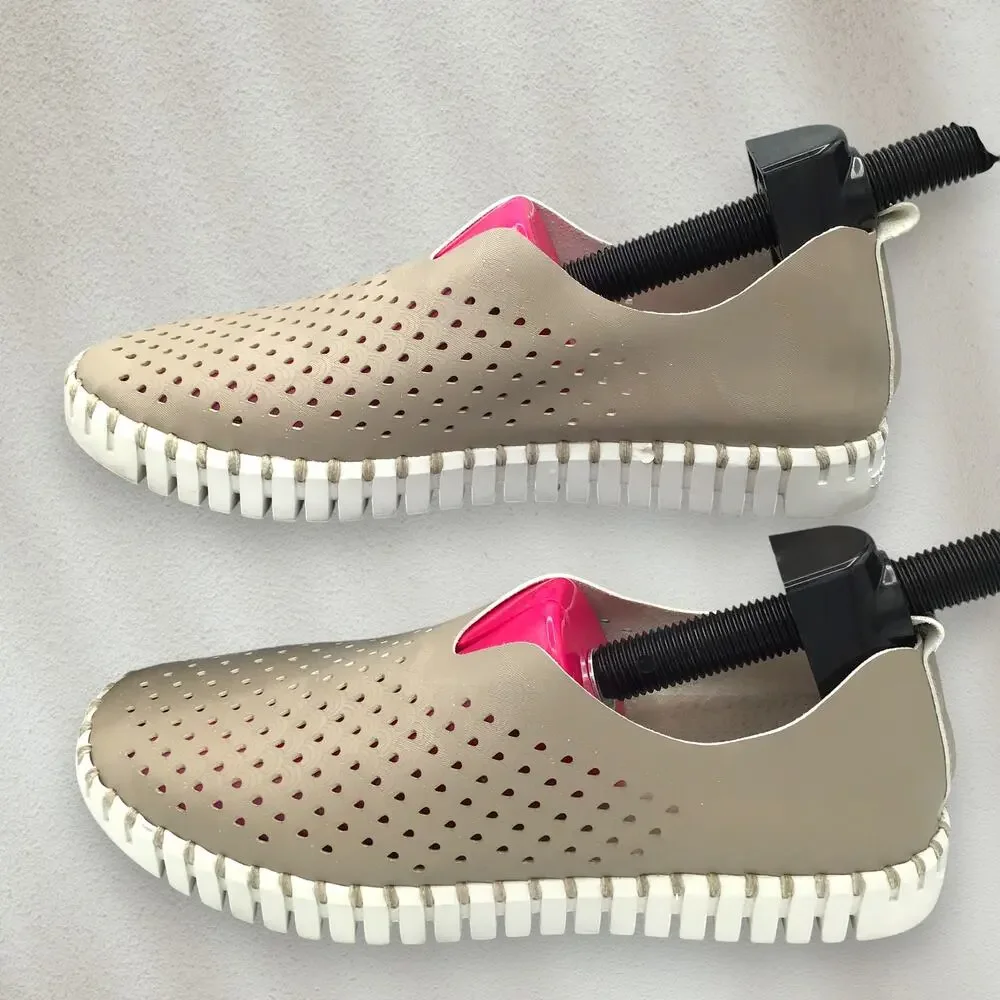 Ilse Jacobsen Hornbaek Beige Perforated Slip-On Shoes EU 39 Neutralcore Eco Chic